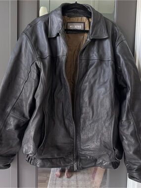 Wilsons Leather Vintage Black 100% Leather Bomber Jacket Classic Effortless